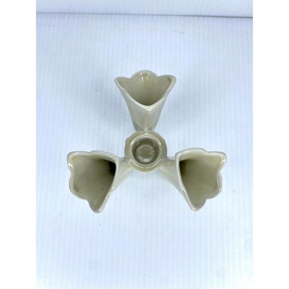 Vintage White Ceramic Triple Bud Vase Candle Holder Made In England - Picture 2 of 9